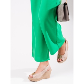 Sandales compensées Shelovet en daim pour femmes beige 3