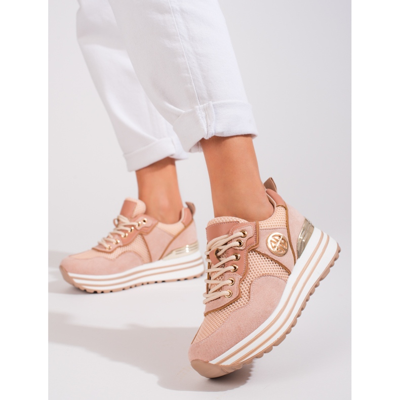 W. Potocki Baskets femme à lacets Potocki poudre rose 1