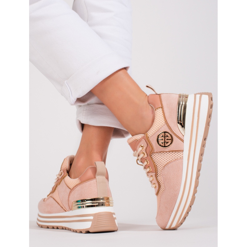 W. Potocki Baskets femme à lacets Potocki poudre rose 2