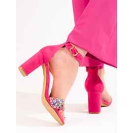 Sandales élégantes en perles fuchsia de Shelovet rose 2