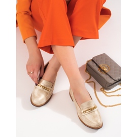 Mocassins classiques pour femmes Shelovet or beige 1