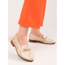 Mocassins classiques pour femmes Shelovet or beige 2