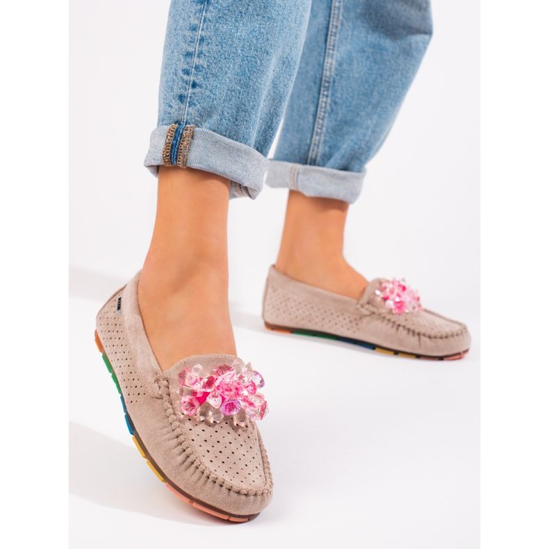 Mocassins femme en daim Shelovet beige 1 Mocassins femme en daim Shelovet beige 1