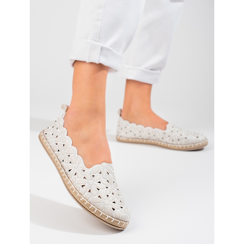 W. Potocki Ballerines femme ajourées Potocki blanc blanche 1