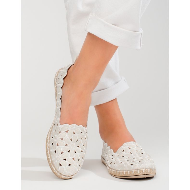 W. Potocki Ballerines femme ajourées Potocki blanc blanche 2