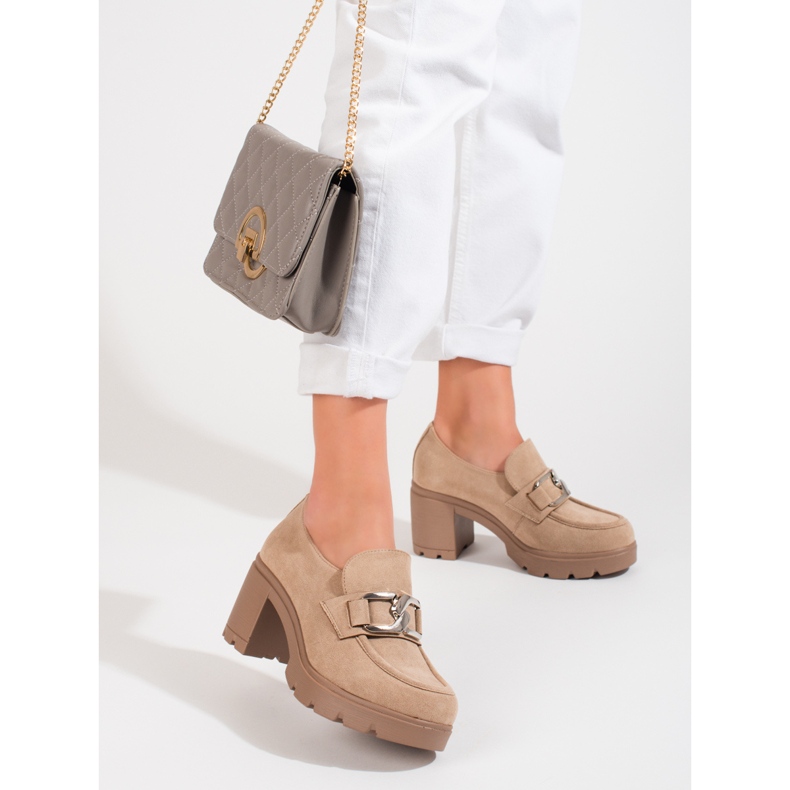 W. Potocki Escarpins en daim beige Potocki 2