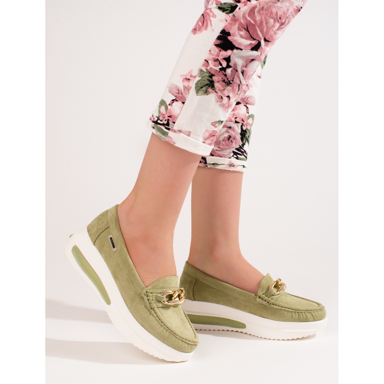 Mocassins compensés verts Shelovet, femmes 1 Mocassins compensés verts Shelovet, femmes 1