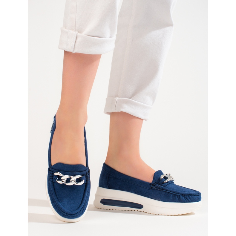 Mocassins compensés bleus Shelovet, femmes 1 Mocassins compensés bleus Shelovet, femmes 1