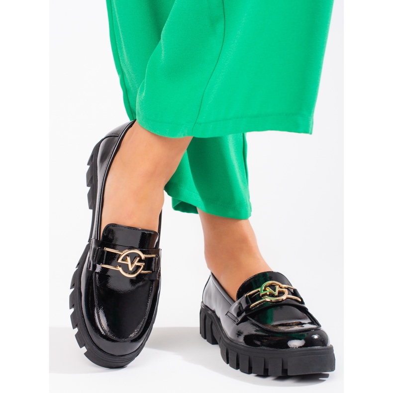 Mocassins plateforme laqués femme Vinceza noir 1