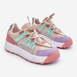 PS1 Baskets à plateforme en daim pour femmes Beige Rose Rohan 1