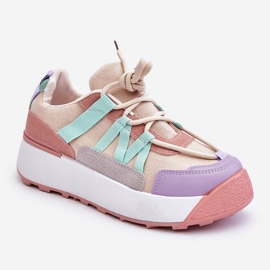 PS1 Baskets à plateforme en daim pour femmes Beige Rose Rohan 2
