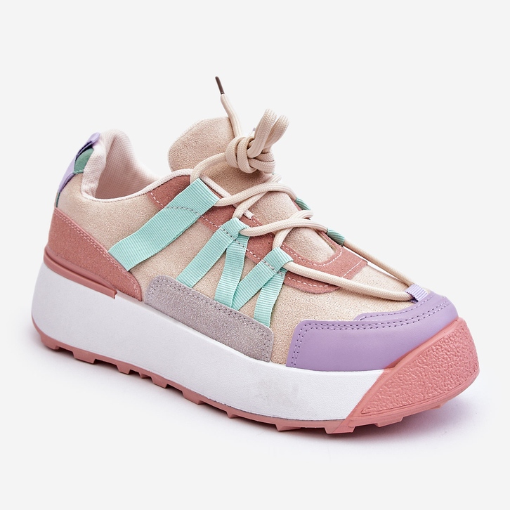 PS1 Baskets à plateforme en daim pour femmes Beige Rose Rohan 2
