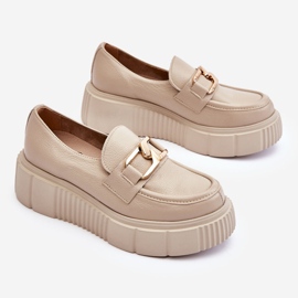 Lemar Chaussures à plateforme en cuir à la mode Beige Marsol 6