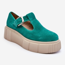 Lemar Brogues en daim à la mode sur une plate-forme massive vert Colson 1