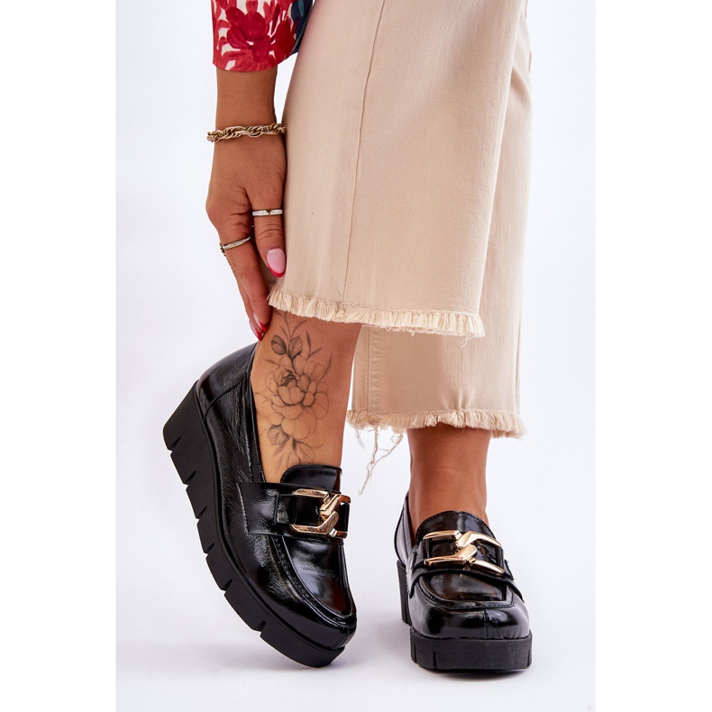 Lemar Mocassins compensés noirs vernis Felicita 1