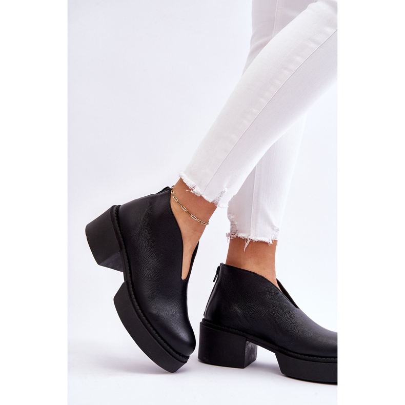 Bottes En Cuir Sur Talons Massifs Nicole 2795/056 Noir 2