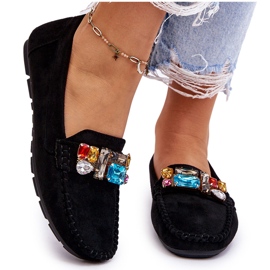 Mocassins Femme En Daim Avec Cristaux Noir Lucille le noir 8