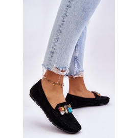 Mocassins Femme En Daim Avec Cristaux Noir Lucille le noir 4