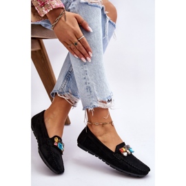 Mocassins Femme En Daim Avec Cristaux Noir Lucille le noir 6