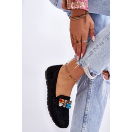Mocassins Femme En Daim Avec Cristaux Noir Lucille le noir 2