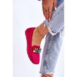 Mocassins Femme En Daim Avec Cristaux Fuchsia Lucille rose 5