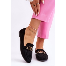 Vinceza Mocassins en daim noir Reed avec élément décoratif 1