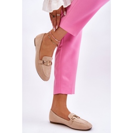 Vinceza Mocassins En Daim Avec Élément Décoratif Roseau Beige 4
