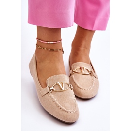 Vinceza Mocassins En Daim Avec Élément Décoratif Roseau Beige 3