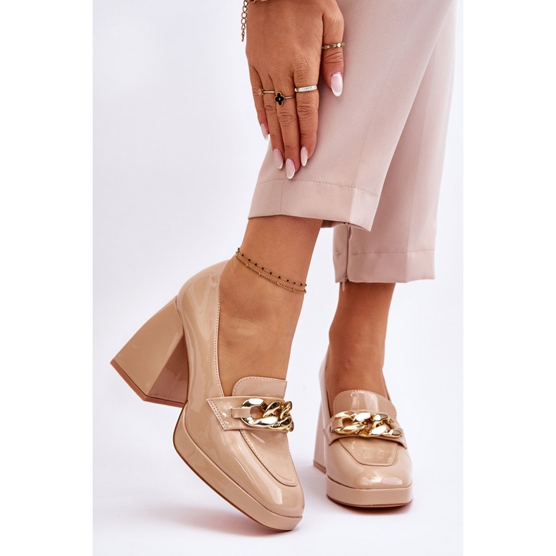 Vinceza Escarpins Sur Talons Chunky Beige Nataly 1