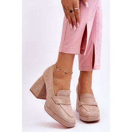 Vinceza Escarpins En Daim Sur Talon Épais Et Plateforme Beige Adriel 1