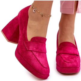 Vinceza Escarpins Adriel en daim fuchsia avec talons épais et plateforme rose 7