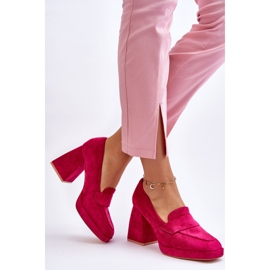 Vinceza Escarpins Adriel en daim fuchsia avec talons épais et plateforme rose 4