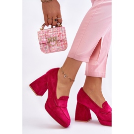 Vinceza Escarpins Adriel en daim fuchsia avec talons épais et plateforme rose 3