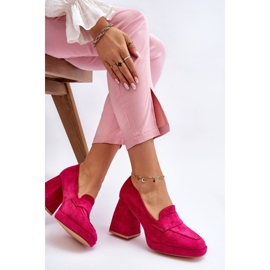 Vinceza Escarpins Adriel en daim fuchsia avec talons épais et plateforme rose 5