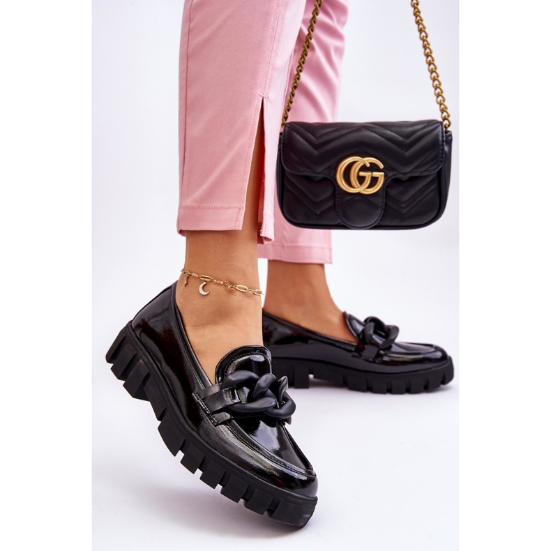 Vinceza Mocassins plateforme laqués pour femme Noir Bennett 2