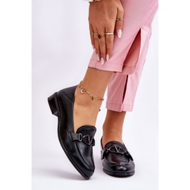 Vinceza Mocassins à talons plats en cuir noirs Marra 1
