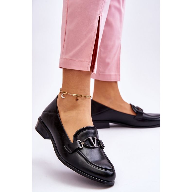 Vinceza Mocassins à talons plats en cuir noirs Marra 2