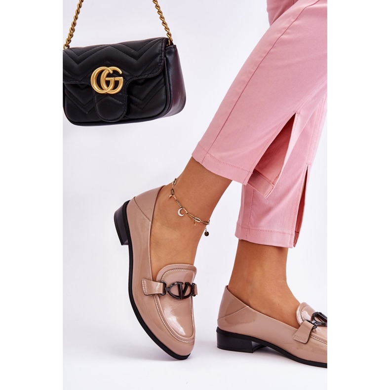 Vinceza Mocassins à talon plat Marra beige verni 2