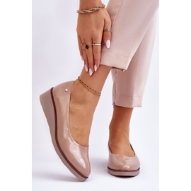 Vinceza Escarpins Compensés Vernis Classiques Beige Paola 1