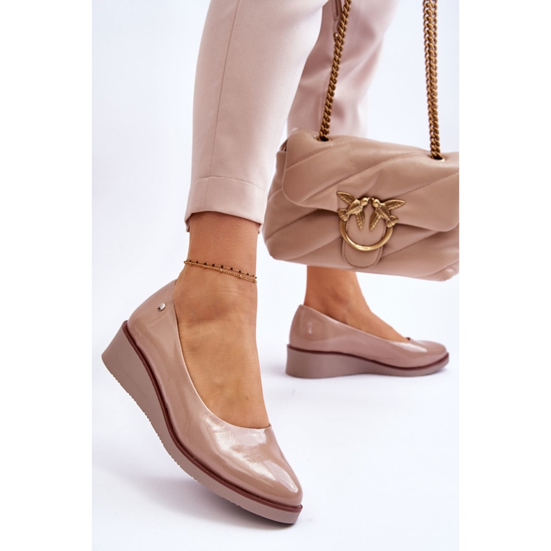 Vinceza Escarpins Compensés Vernis Classiques Beige Paola 2