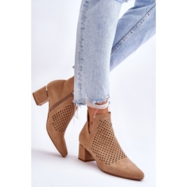 Vinceza Boots en daim ajouré avec découpe sur talon Blakely beige 6