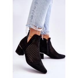Vinceza Boots Blakely Noires En Daim Ajouré Avec Talon Ajouré le noir 2