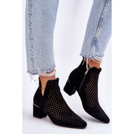 Vinceza Boots Blakely Noires En Daim Ajouré Avec Talon Ajouré le noir 3
