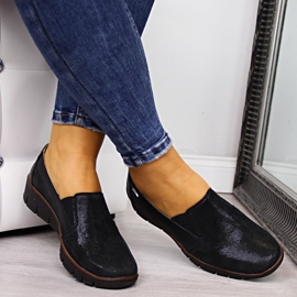 Chaussures femme en cuir, slip-on noir Helios 350 1