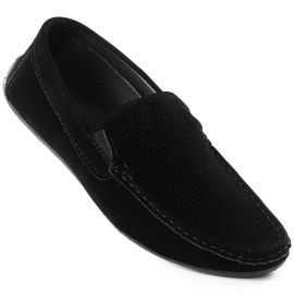 News Mocassins ajourés homme 4873 en daim noir ajouré le noir 1