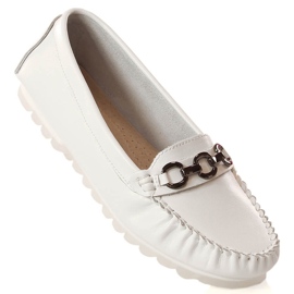 Mocassins plats femme cuir blanc Vinceza SG23-7834 1