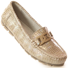 Mocassins en cuir laqué pour femme crocodile beige Filippo DP3630/23 1 Mocassins en cuir laqué pour femme crocodile beige Filippo DP3630/23 1