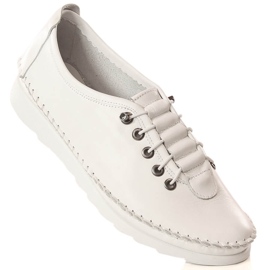 Chaussures femme élastiques en cuir blanc Artiker 52C0675 1