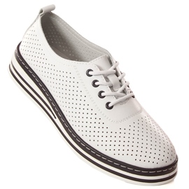 Chaussures compensées femme cuir blanc T.Sokolski W23-01 1