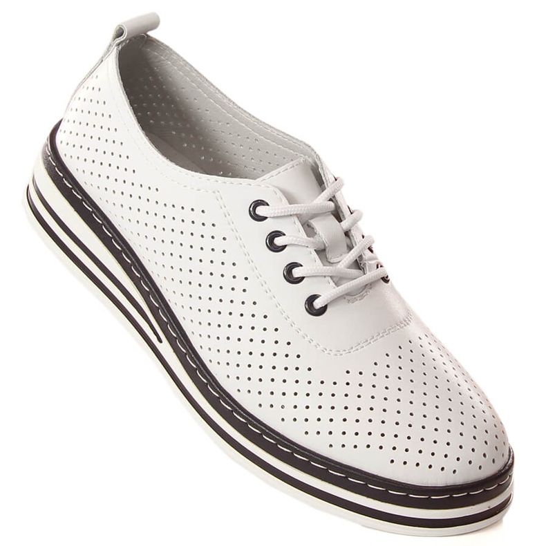 Chaussures compensées femme cuir blanc T.Sokolski W23-01 1